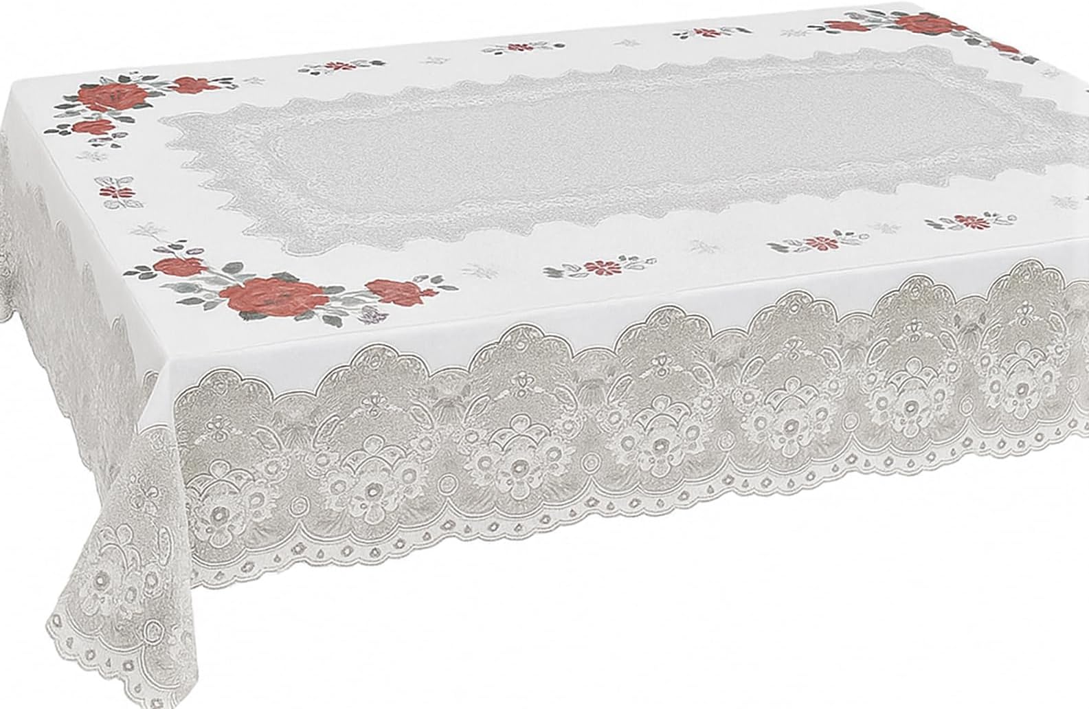 Spill Proof Tablecloth, Vinyl Printed, Flowers 54x72 Inches Rectangular