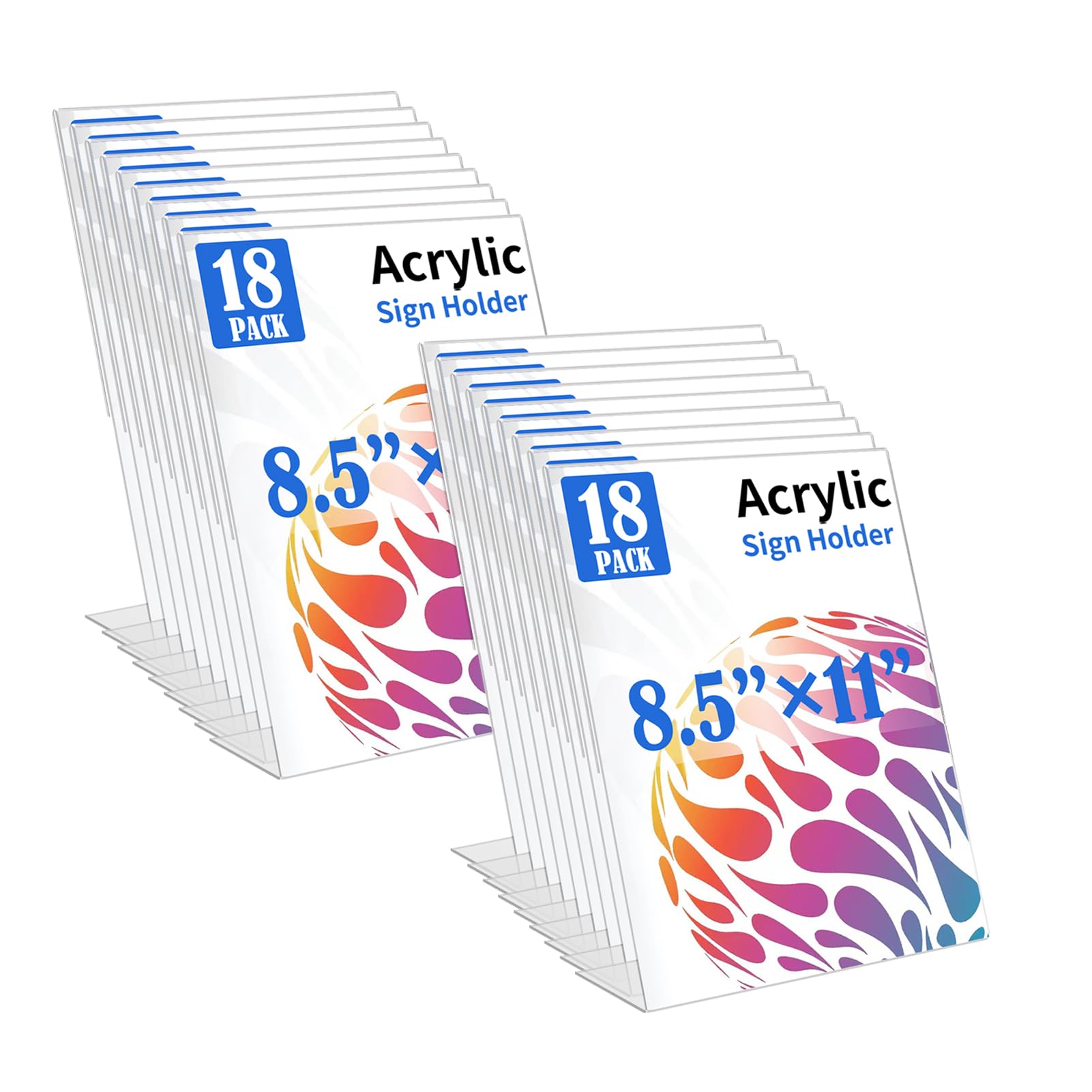 18 Pack Acrylic Sign Display Stand 8.5 X 11, L Shape Clear Plastic Sign Frame, Picture Photo Frame, Flyer Document Paper Holder for Office Desktop