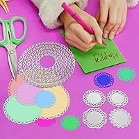 Vista 8 de Juego de 2 troqueles de flores para hacer tarjetas, 9 troqueles de corte de metal, troqueles circulares de encaje, troqueladores para manualidades