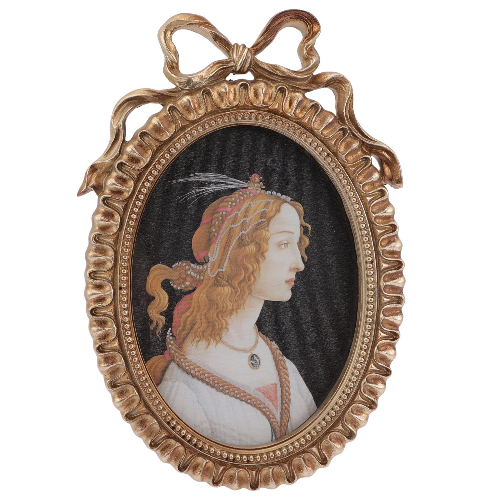 Vintage Embossed Photo Frame Resin Picture Frame Resin Photo Frame Baroque Tabletop Picture Frame European Style Resin Picture Holder Oval Picture Antique Poster (26X17.5X2.5cm)