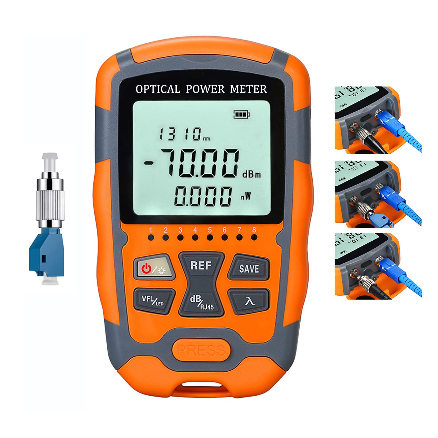 Duogalia 4-in-1 Fiber Optic Tester, Portable Fiber Power Meter FC/SC/ST Standard Interface, Built-in 30Km Visual Fault Locator (OPM&VFL) Network Cable Tester with 1pc FC to LC Adapter