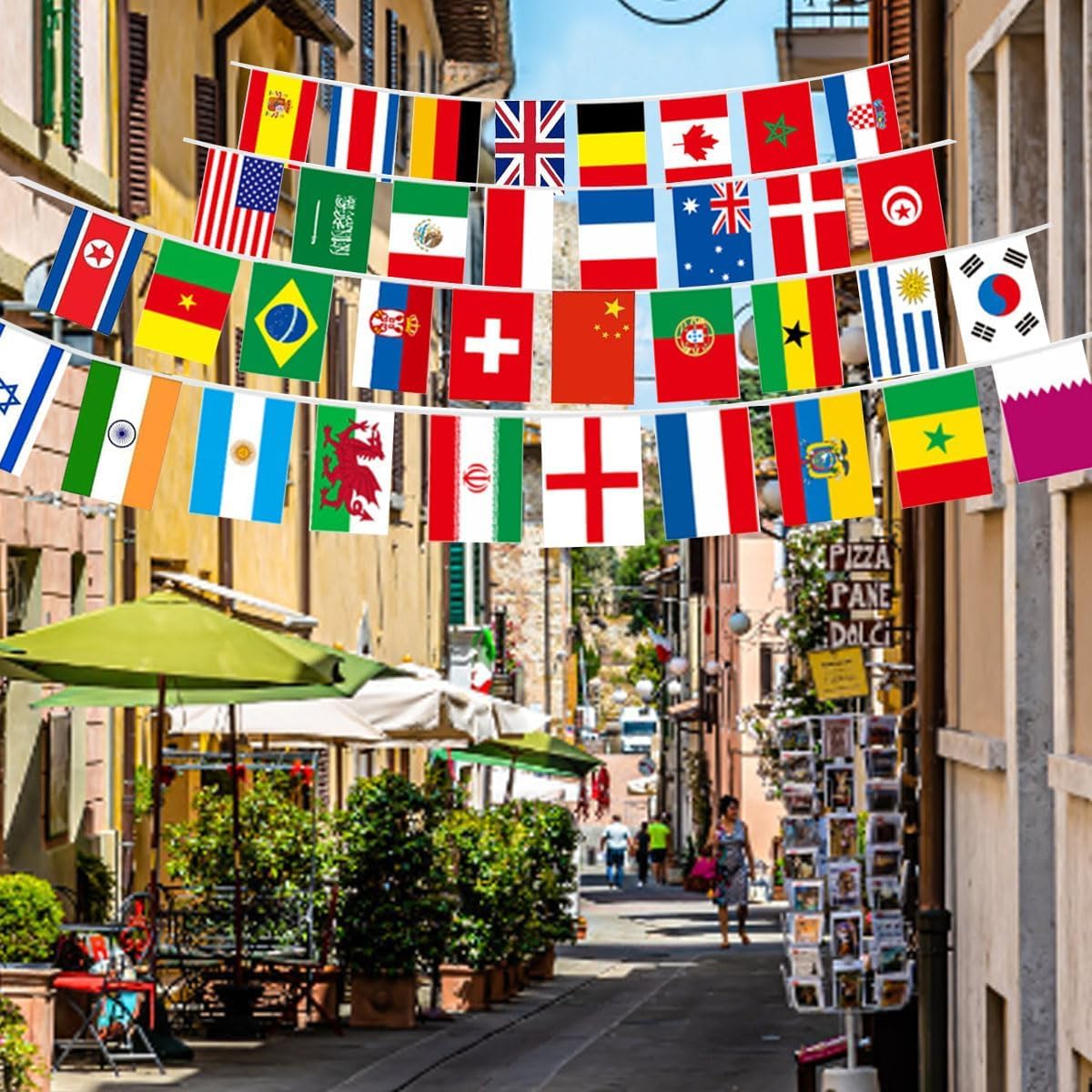 100 Países Banderas del Mundo, 30M Banderines de Países Diferentes de 14 x 21 cm, Guirnalda Banderas del Mundo para Bar, Fiesta, Eventos Internacionales y Celebración Decoraciones