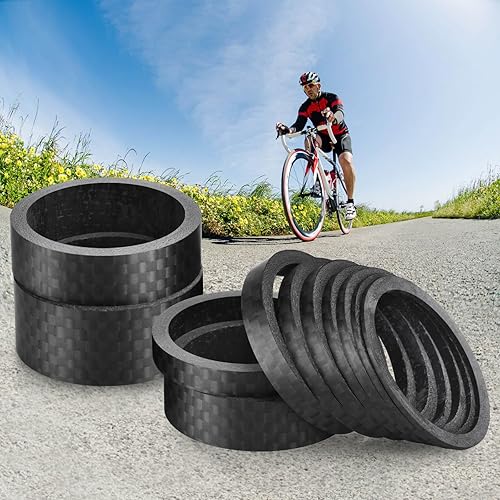 Miniatura 5 de 11 espaciadores de auriculares de fibra de carbono para bicicleta, acabado mate, se adapta a vástago de 1-18 pulgadas para MTB, vástagos de manillar