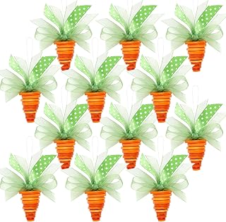 Soulchen 12 Sets Easter Craft Kit Carrot Bunny Button Ornament Make Your Own Button Pendant DIY Easter Craft Kits for Classroom Party Favor Home Decor