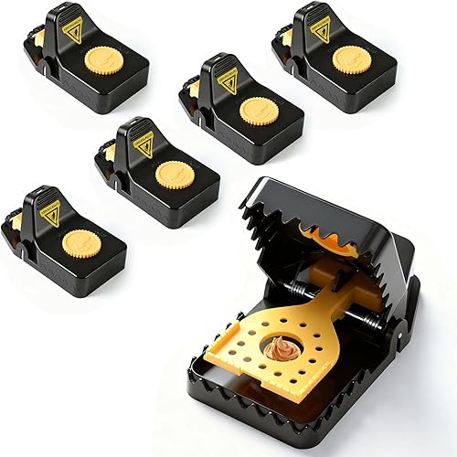 Versión actualizada 2025 Paquete de 6 trampas para ratones, trampas grandes para ratones para interiores para el hogar, trampas para ratones de alta