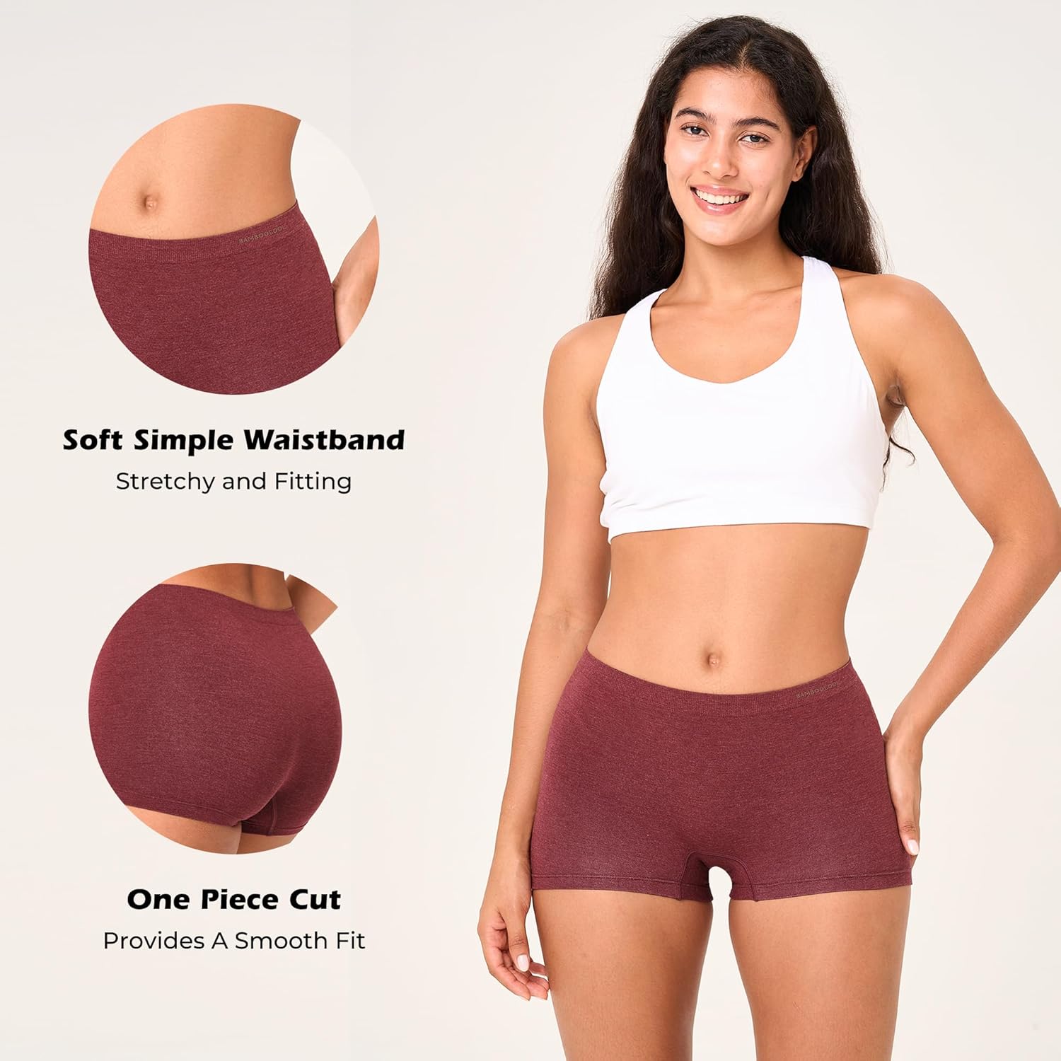 BAMBOO COOL Womens BoyShorts Underwear Seamless Boxer Briefs Mid Rise Full Coverage Breathable Stretch Ladies Panties 5 Pack - Image 3