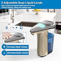 Vista 4 de Dispensador Automático de Jabón, Dispensador de Jabón para Platos Sin Contacto 17oz/500ml con Sensor Infrarrojo Mejorado, 5 Niveles Ajustables