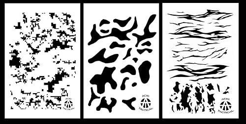 Miniatura 1 de Acid Tactical® Duracoat Cerakote Gun - Paquete de 3 plantillas de pintura en aerosol de vinilo de camuflaje de 9 x 14 pulgadas, diseño de rayas de