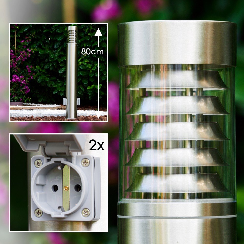 Lampada Da Esterno Dakar - Base Acciaio, 2 Prese, IP44, Per Giardino O Vialetto, E27 - Foto 9