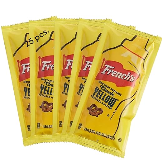 Classic Yellow Mustard Portion Packet, Single Serve (7 gr., 25, Count)