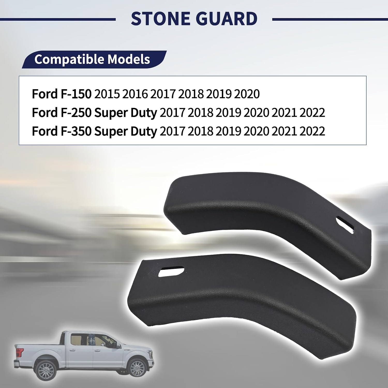 Stone Rock Guard Trim Moulding 2Pcs Rear Left & Right Side FL3Z-99292A23-BA FL3Z-99292A22-BA Compatible with Ford F-150 2015-2020 F-250 Super Duty 2017-2022 F-350 Super Duty 2017-2022