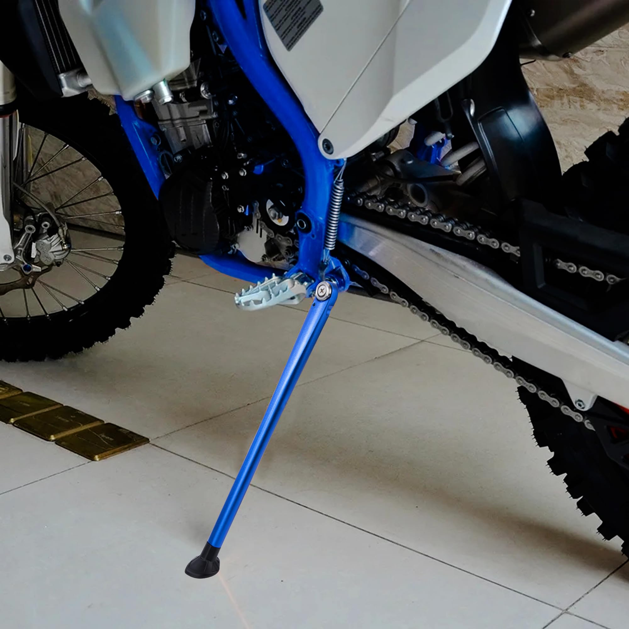 Tunejoy Cavalletto Laterale di Moto di Alluminio Supporto Laterale di Moto di Cross con Portamolle per Pit Dirt Pocket Bike ATV Crf Klx 125cc 150cc 43cm Blu