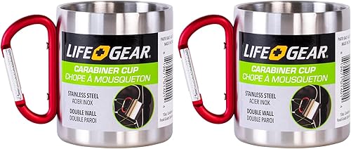 Miniatura 9 de Life Gear Taza de acero inoxidable de doble pared con asa de mosquetón portátil para escalada senderismo mochileros o campamento 10 onzas