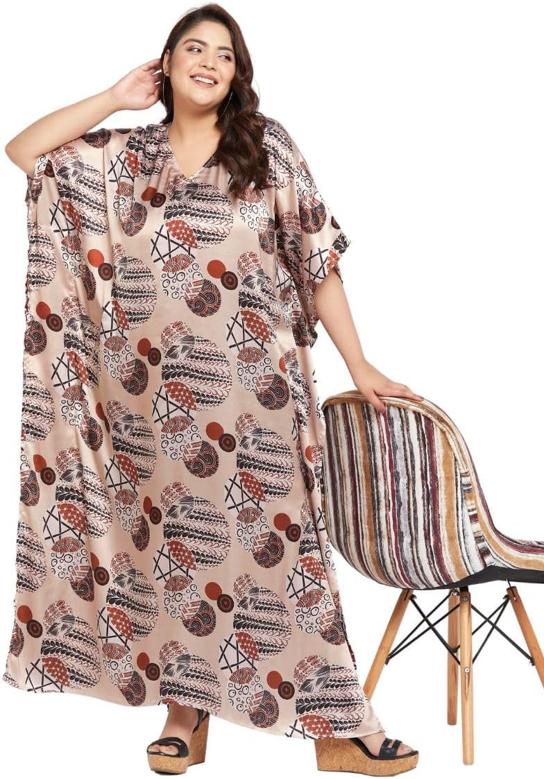 Gypsie Blu Caftans for Women Plus Size Long Satin Pocket Kaftan Dress Beach Swimsuit Cover Up Maxi House Dresses - Image 7