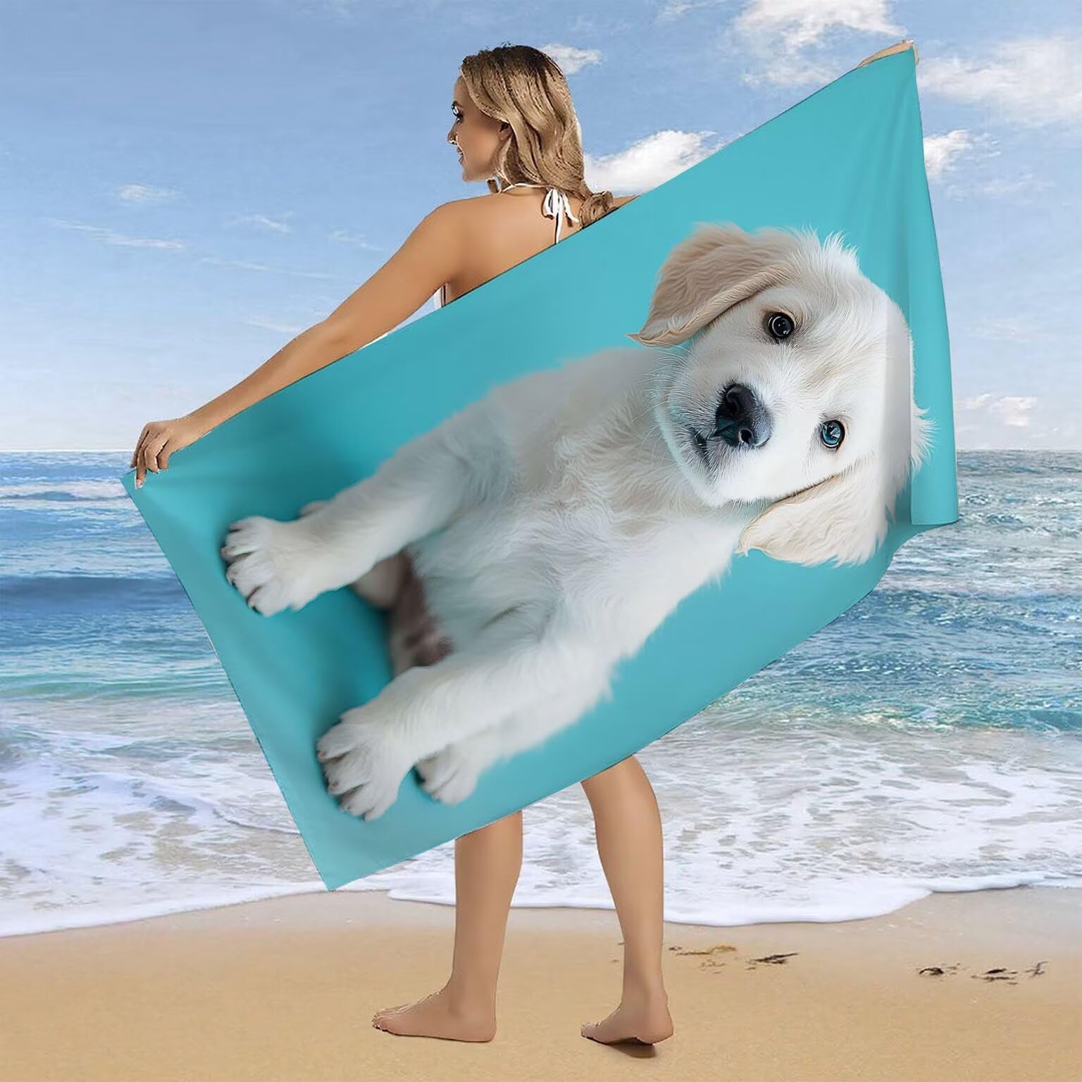 Telo Mare Microfibra Asciugamani Teli da Spiaggia Asciugamano Palestra 2 Set Antisabbia 100 x 200 cm xxl Donna Accessori Mare Telo Mare Grande per Piscina Bagno Travel Regali (Animali cani) U-281