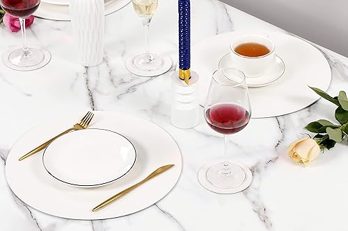 Miniatura 4 de Jovono - Juego de manteles individuales y portavasos redondos 4 manteles y 4 portavasos de piel sintética de doble costura diámetro de mantel de 13