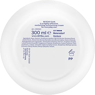 NIVEA Soft Moisturising Cream (300ml), 48H Moisturising Cream for Face, Body and Hands with Vitamin E and Jojoba Oil, Hand Cream Moisturises Deeply, Vegan Formula Day Cream