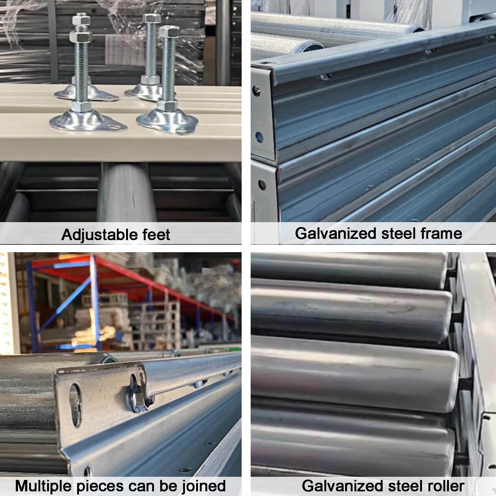 Carrello trasportatore a rulli in acciaio galvanizzato Powerless non alimentato 100-150 x 60 x 30 cm Rullo di ricambio resistente per una movimentazione fluida dei materiali (1 pz)