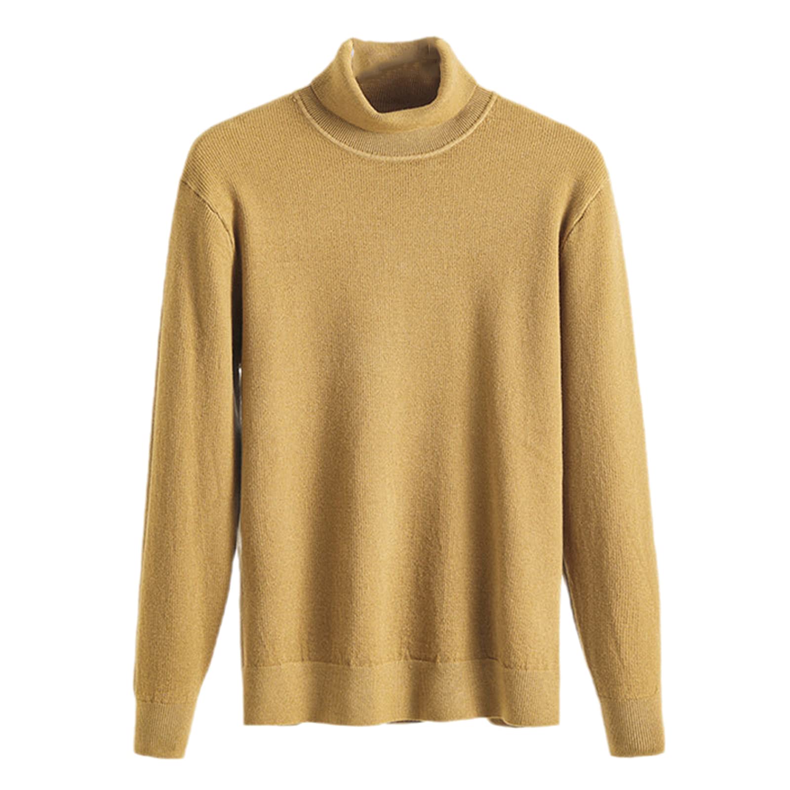 Męski ciepły sweter z golfem solidny modny sweter na co dzień gruby sweter, ŻÓŁTY, M