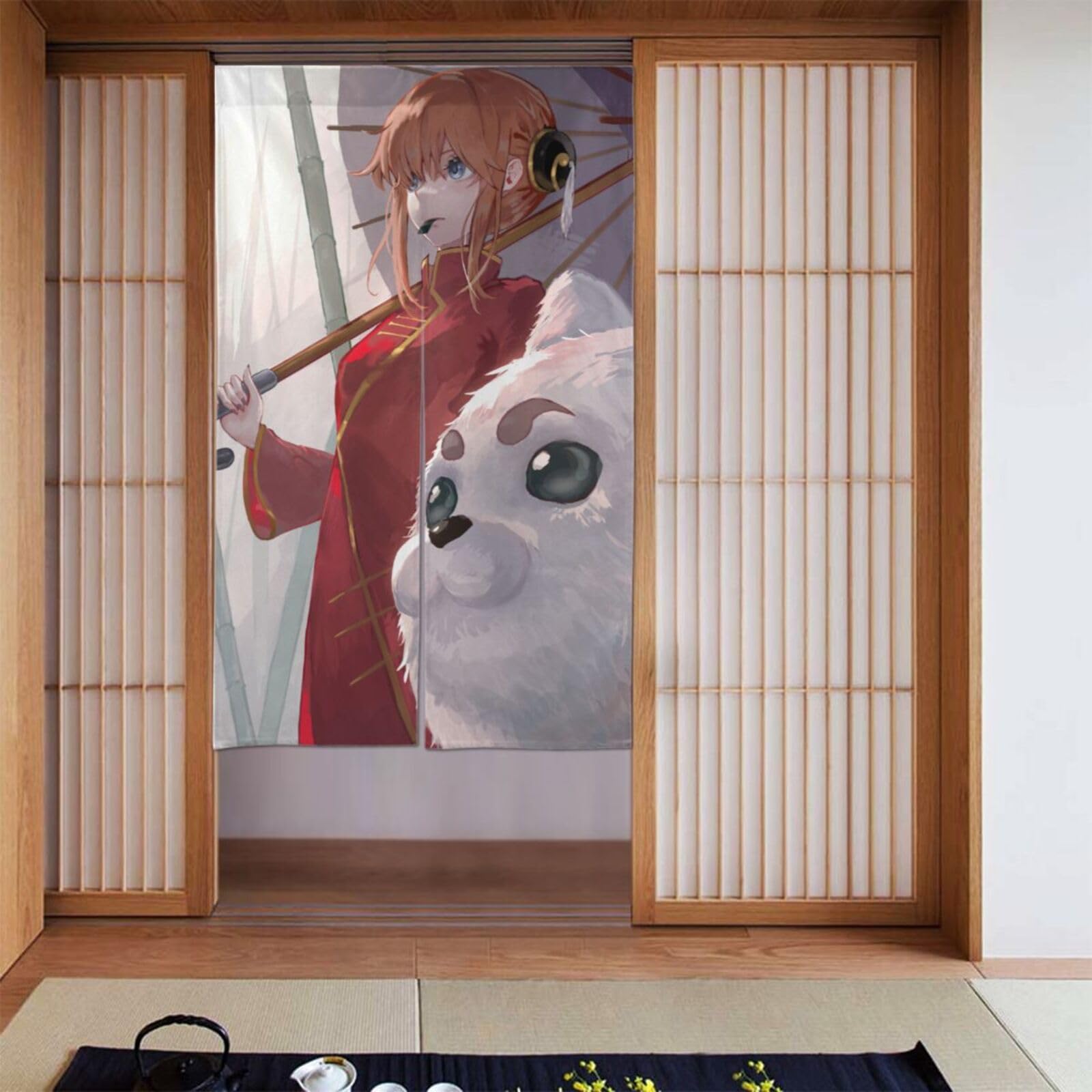 銀魂 神楽 カーテン】銀魂 神楽 ロングスクエア缶バッジ 花鳥風月 J