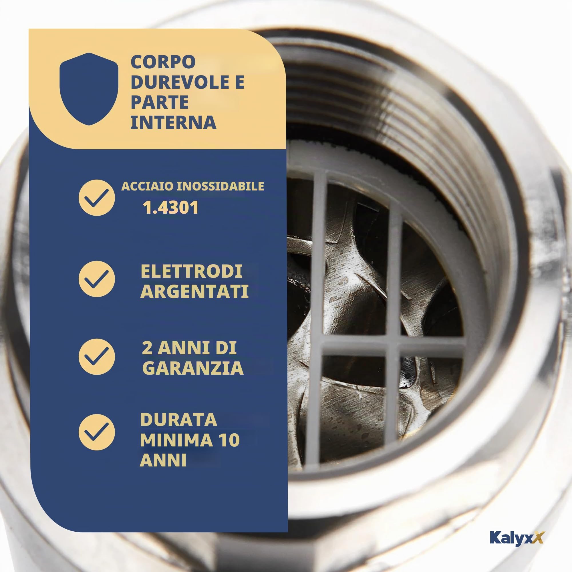 Swiss Aqua Technologies | Addolcitore d'acqua Anticalcare Antibatterico Innovativo IPS Kalyxx BlueLine G 1" Femmina IPSKXBG1 | Riduzione Calcarea | Installazione Rapida | Senza Manutenzione