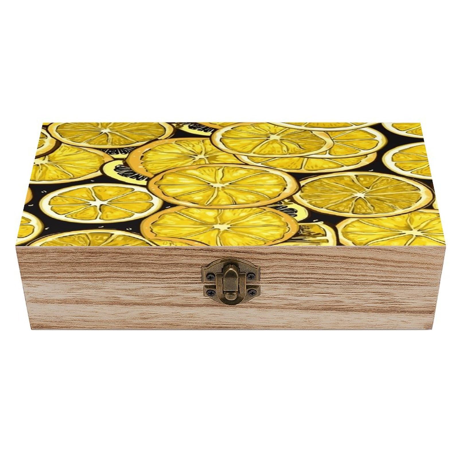 Adfgyerh Style Sliced Lemon Wallpaper Bins Solid Wood，Jewelry Box Retro And Exquisite，Storage Box Used For Storing Photos, Souvenirs, Letters, Gifts, And Jewelry.
