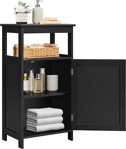 Miniatura 10 de Yaheetech Armario de piso de una sola puerta, organizador de almacenamiento independiente para baño con estante ajustable, gabinete lateral estrecho