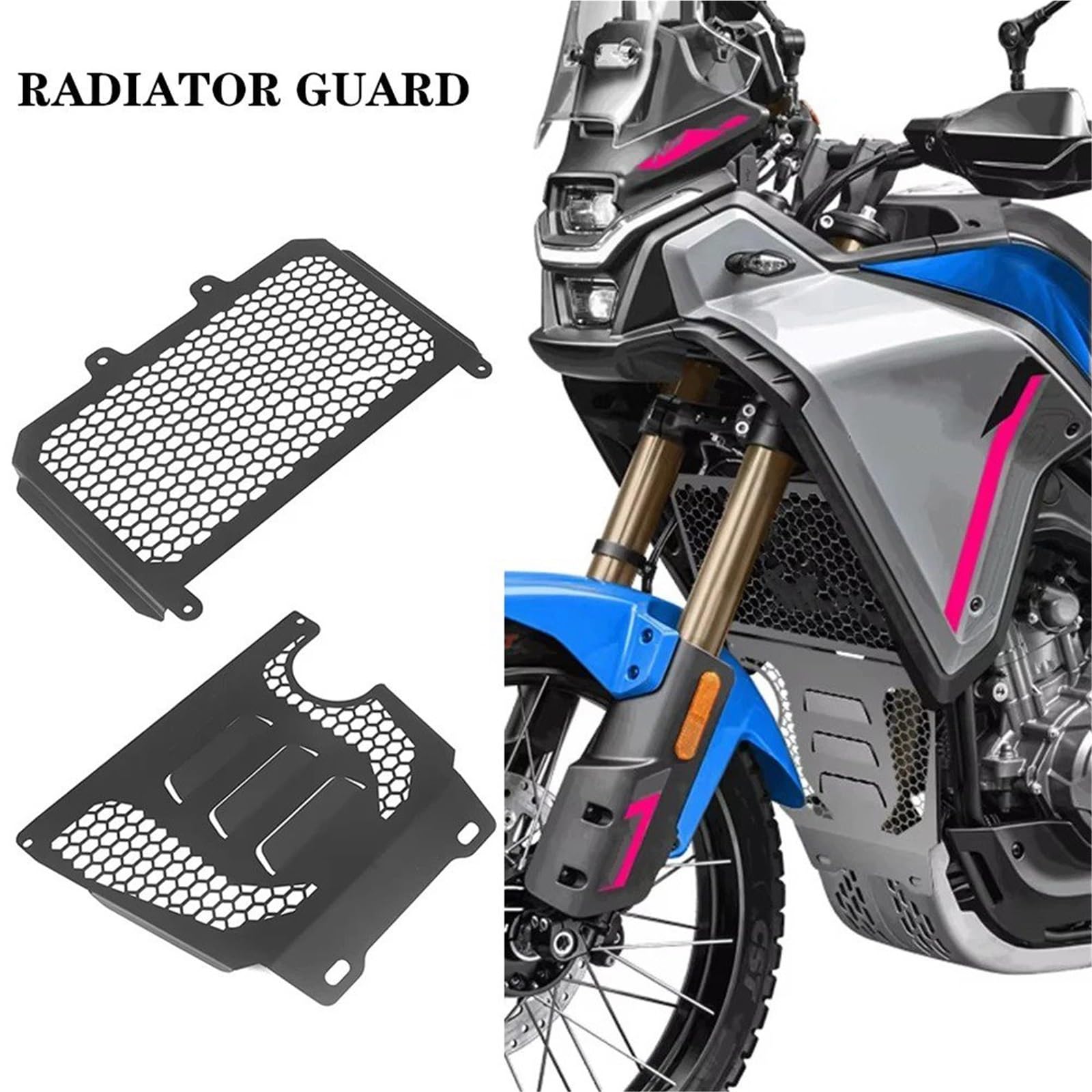 Motorrad Kühlerschutz Für CFMOTO Für 450MT Für MT450 2023-UP Motorrad Motor Wassertank Kühlergrill Ölkühler Schutz Abdeckung(Black - A)