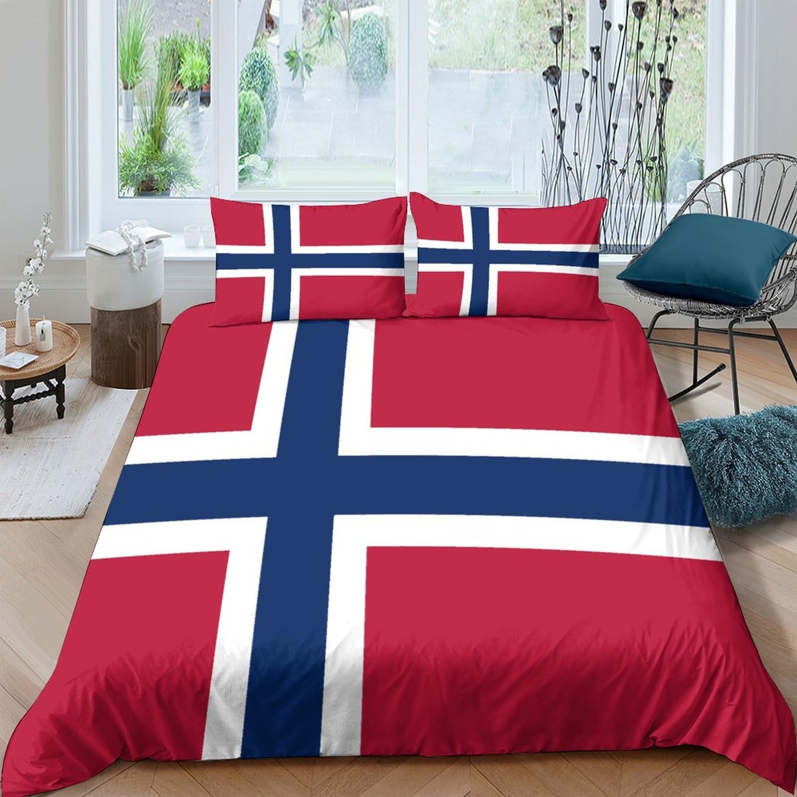 Sets de housses de couettes 3 pièces respirante lit Super King imprimé 3D Norvège
