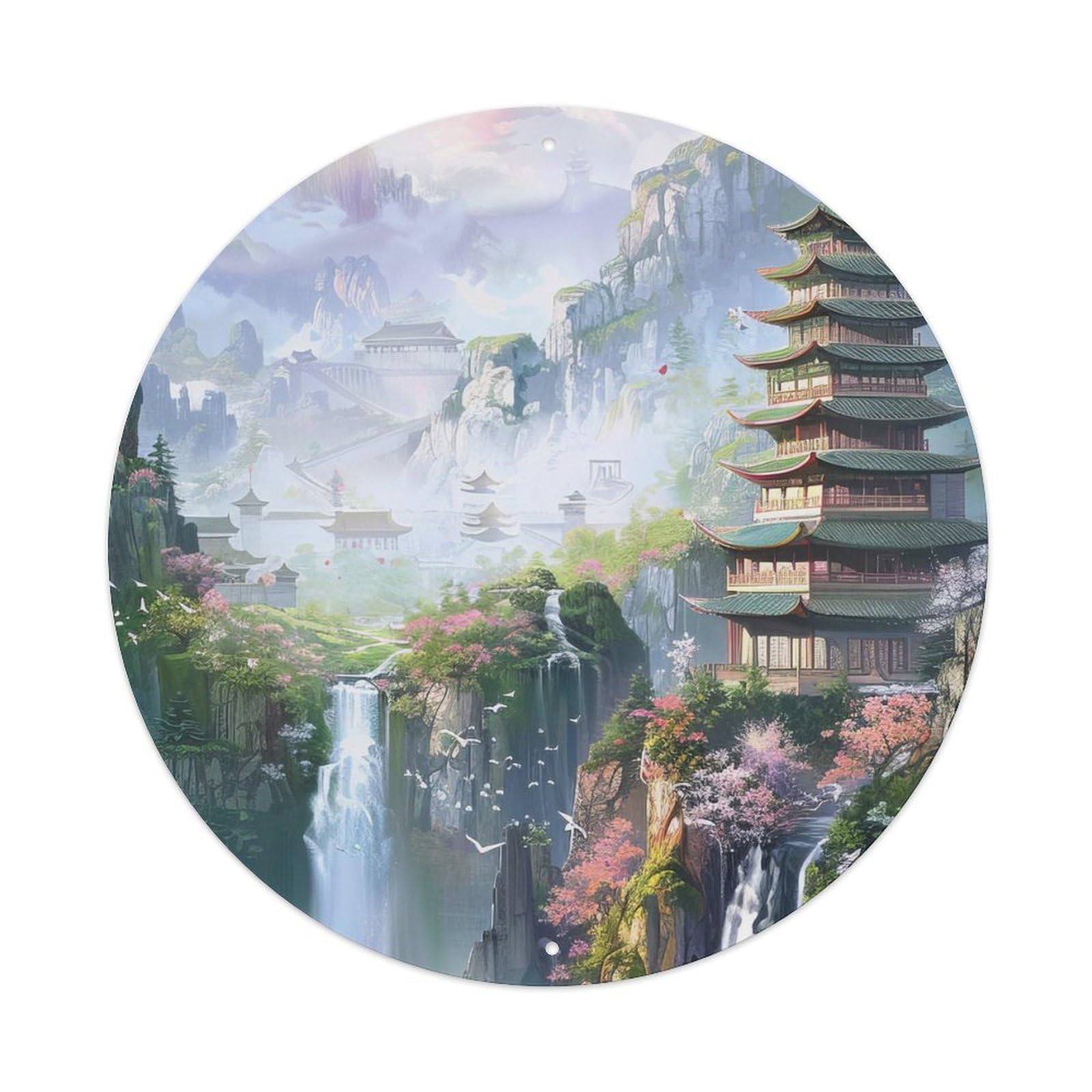 Waterfall Misty Ancient Bridges And Waterfalls Metal Tin Sign