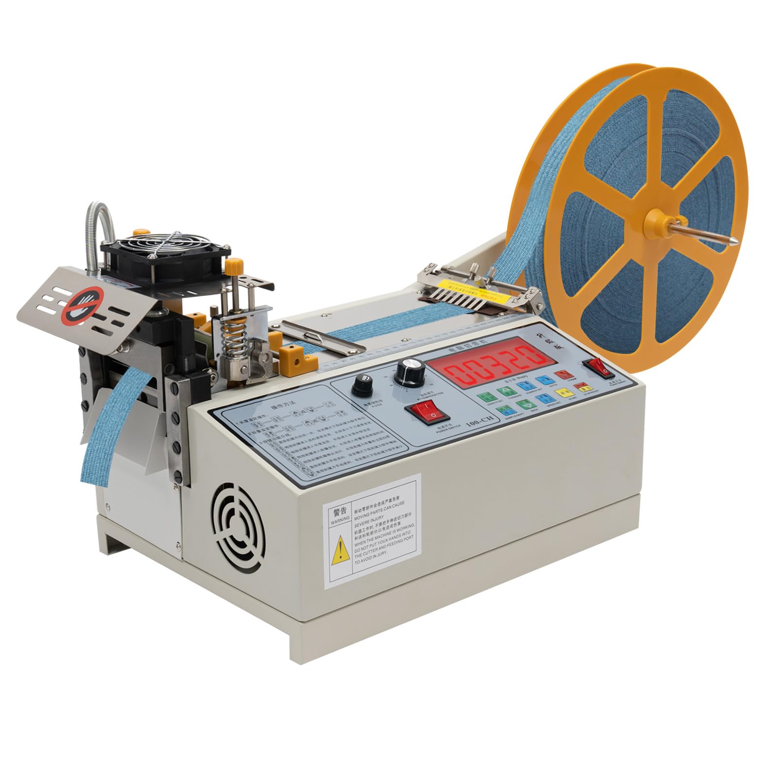 Máquina de corte de 440 W, cortador automático de cinta caliente y frío, 350 °C, máquina de corte automática, 100 unidades/min, ancho de corte 1-95 mm para cortar bolsas tejidas sacos de nailon
