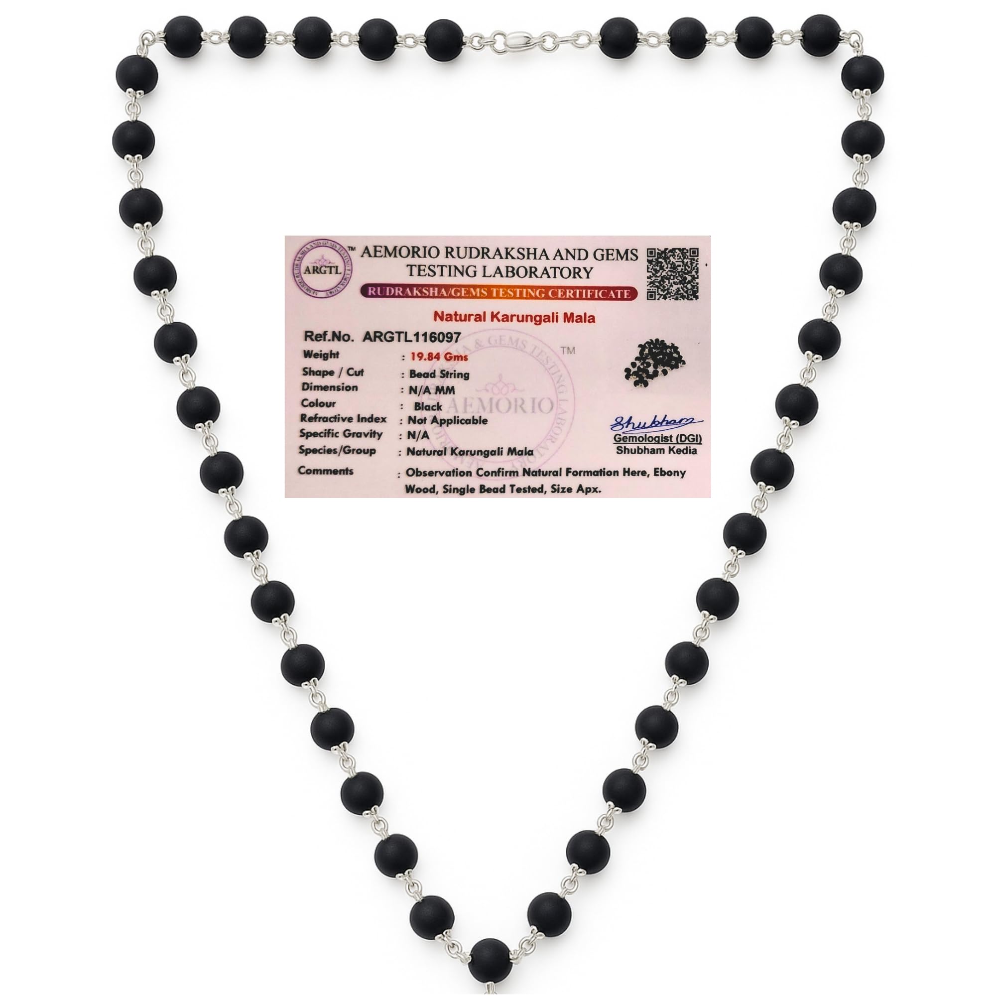 DIVARTH Karungali Malai Original Certified Ebony Beads Mala with Authentic Govt Lab Test Certificate | Black Ebony Wood 54 Beads Mala with German Silver Caps (8mm) | Meditation & Spiritual Growth-image-19
