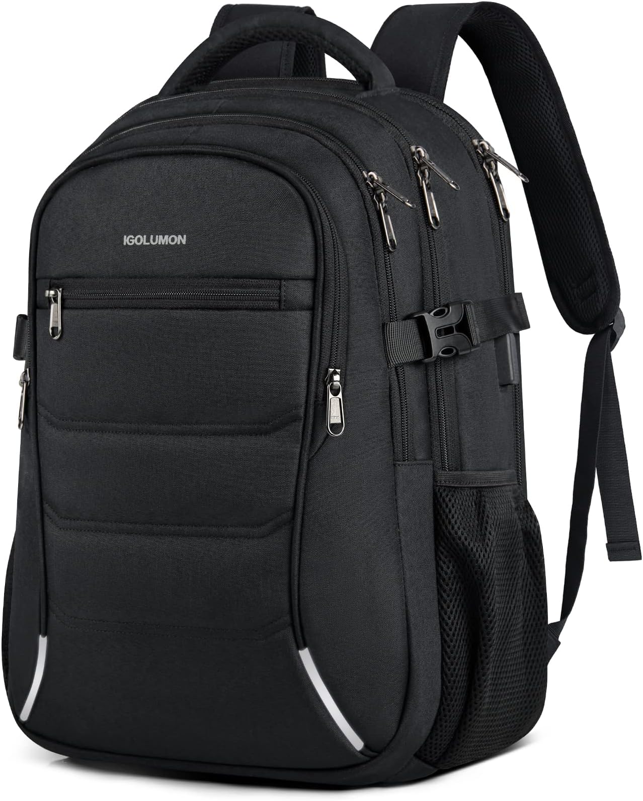 IGOLUMON Laptop Backpack 15.6 Inch Travel Backpack Waterproof Computer Backpack Large Work Business College Backpack Bookbag for Men Women TSA Friendly Carry On Backpack with USB Charging Port, Black