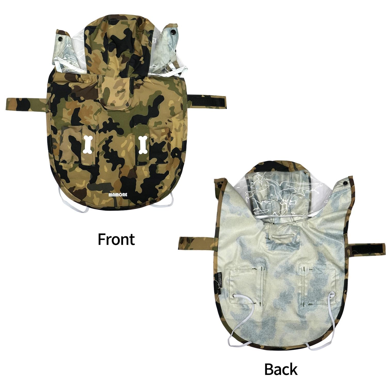 Waterproof Dog Raincoat, Adjustable Reflective Lightweight Pet Rain Clothes with Poncho Hood(X-Large,Camo) - Image 2