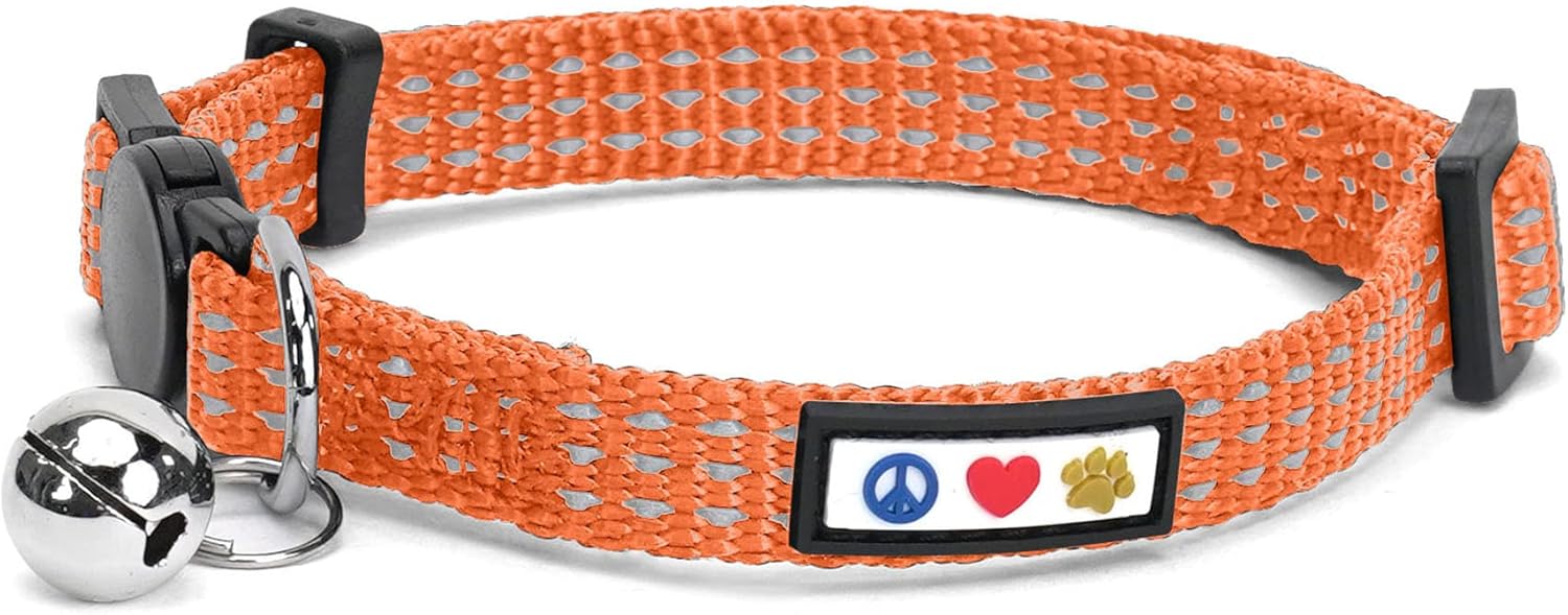 Pawtitas Reflective Cat Collar Kitten Collar with Safety Buckle and Removable Bell – Orange Pawtitas Reflective Cat Collar Kitten Collar with Safety Buckle and Removable Bell – Orange