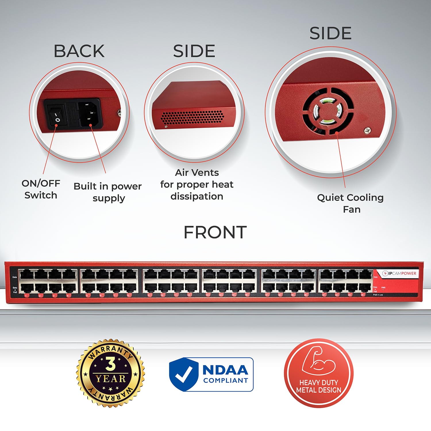 Concentrateur d'injecteur POE 24 ports 802.3bt POE++ Extreme Power, 90 W sur chaque port, budget total de 900 W, jusqu'à 10 G, 10/100/1000/10000 vitesses par port