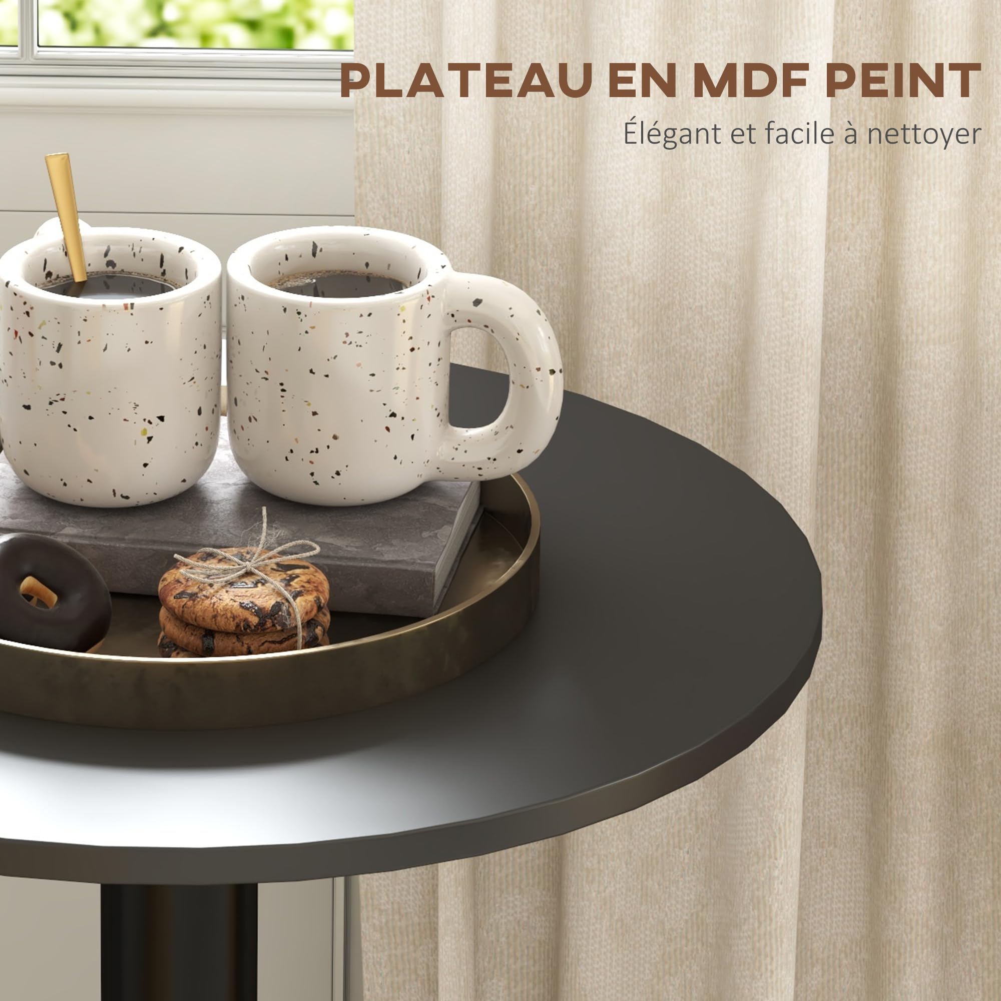 HOMCOM Table de Bar Ronde Mange-Debout 60L x 60l x 102H cm Noir