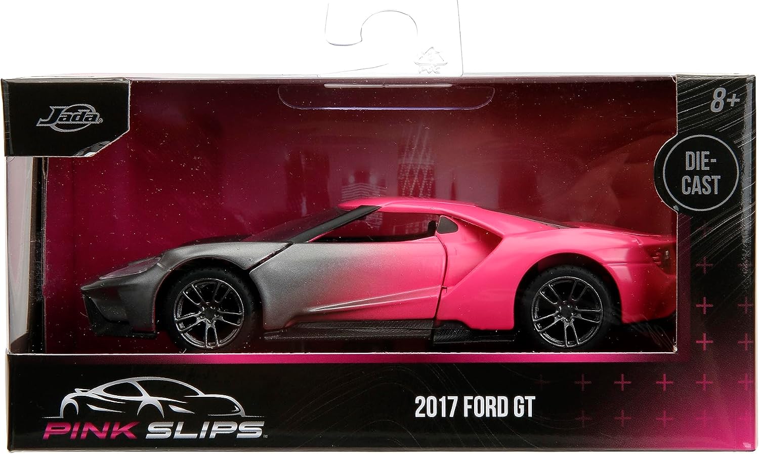Jada Pink Slips 1:32 W2 2017 Ford GT Die-Cast Car, Toys for Kids and Adults (Silver/Pink)