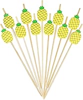 Vista 15 de Minisland Palillos de cóctel de manzana roja, palos de bambú de 5 pulgadas de largo, palillos de dientes elegantes para aperitivos, brochetas