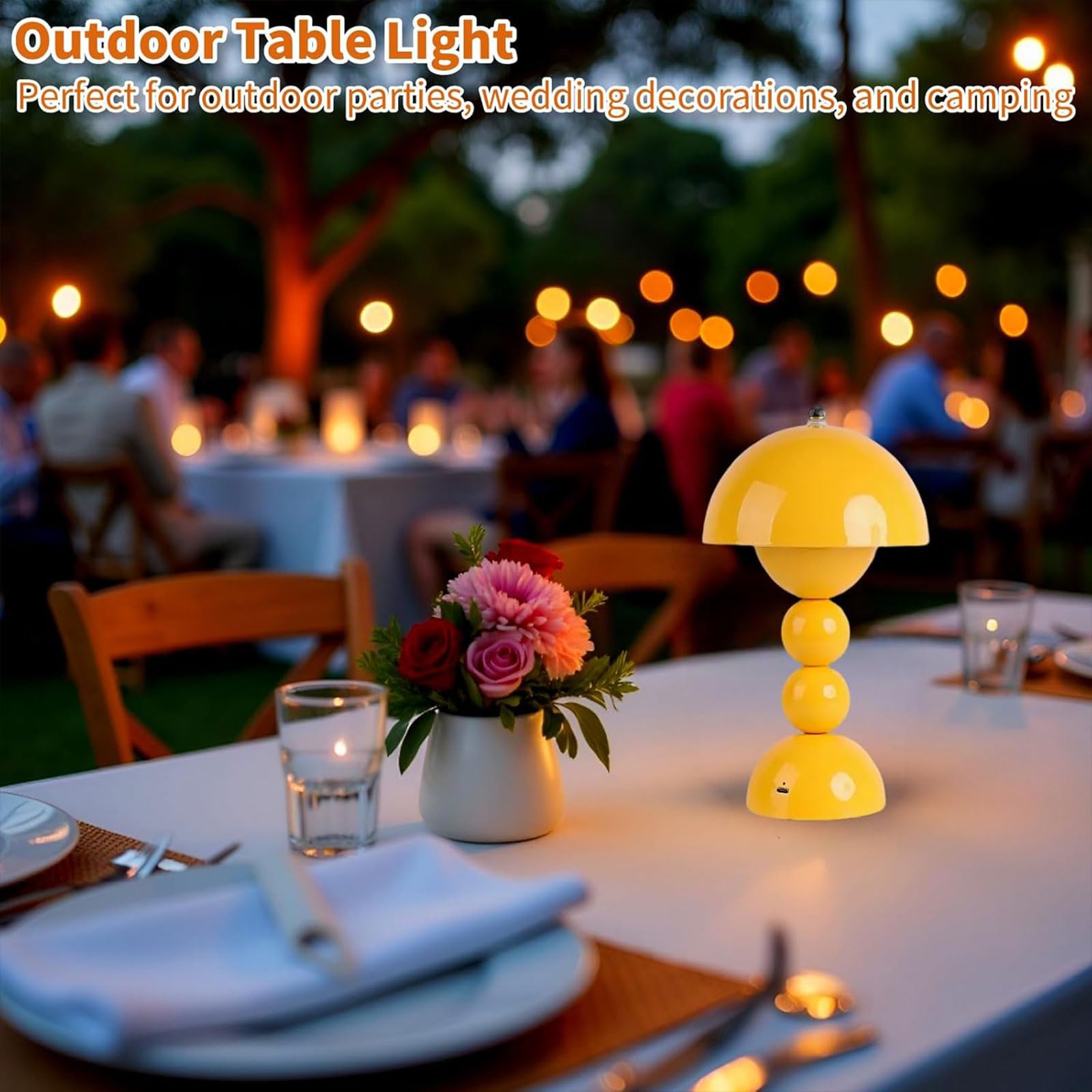 Lampada da tavolo ricaricabile, design a fungo LED, controllo touch, dimmerabile in 3 colori, ideale per camera da letto, cucina, esterni, campeggio e decorazione