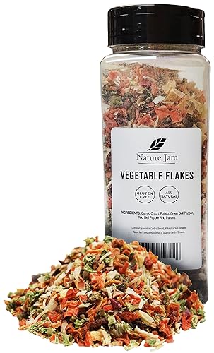 Mezcla de sopa de verduras Seca Deshidratada Escamas Vegetales Botella con Cierre de 10 oz para hacer sopa de fideos Ramen