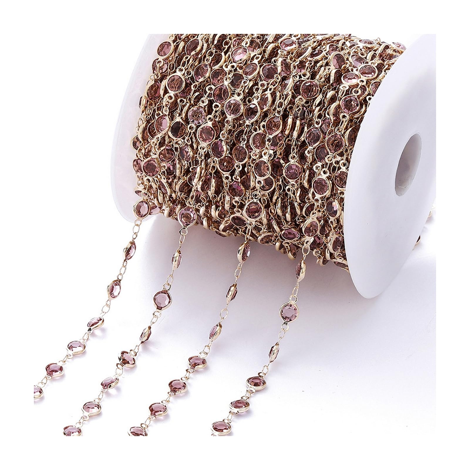 Mubsar Zircon Chain DIY Bracelet Necklace Making Rhinestone Jewelry Chain Shiny Copper Chain for Craft Supplies