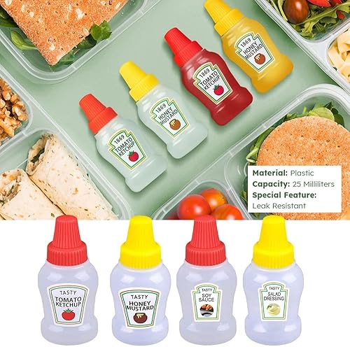 Miniatura 6 de Mini botella de salsa de tomate portátil, botellas exprimibles recargables para salsas, botellas de condimentos de plástico para lonchera, botellas