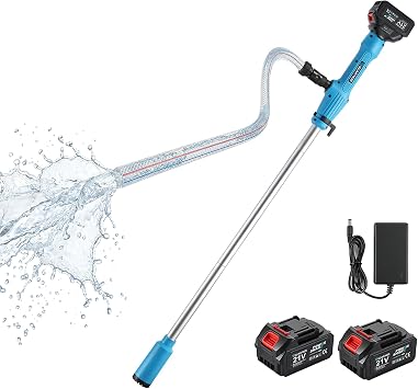 Cordless Stick Transfer Pump for Water/Diesel, 2.2" Bottom Inlet, 720GPH, 24.0Ah Batteries Included, 60-Min Runtime, 32FT Lift, for Garden Pool Pond Basement Rain Barrels Boat RV