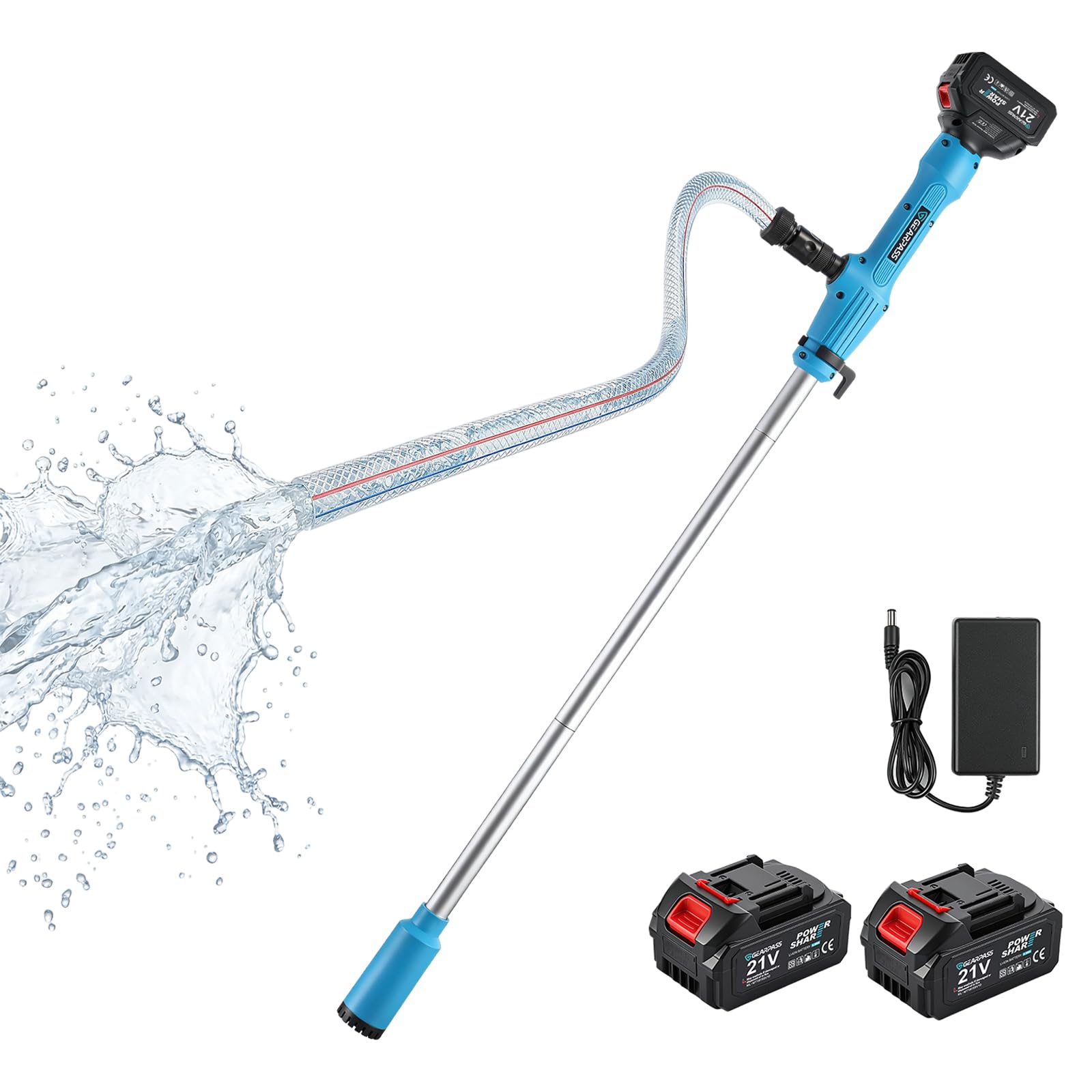 Pompe à eau sans fil 21V de 720 GPH portable avec 2 batteries pour piscine
