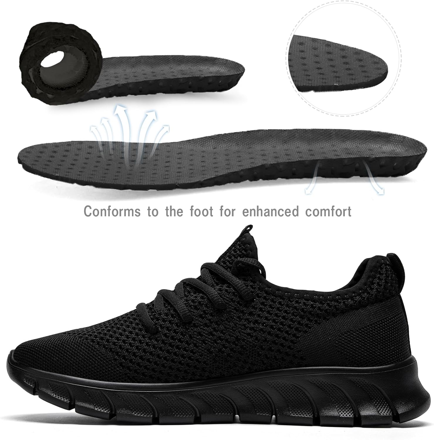 Damyuan Running Shoes for Womens Slip on Tennis Shoes Fashion Sneakers Gym Walking Lightweight Comfortable Sports Workout Athletic Mesh Shoe,Black,Size 8.5 - Image 5
