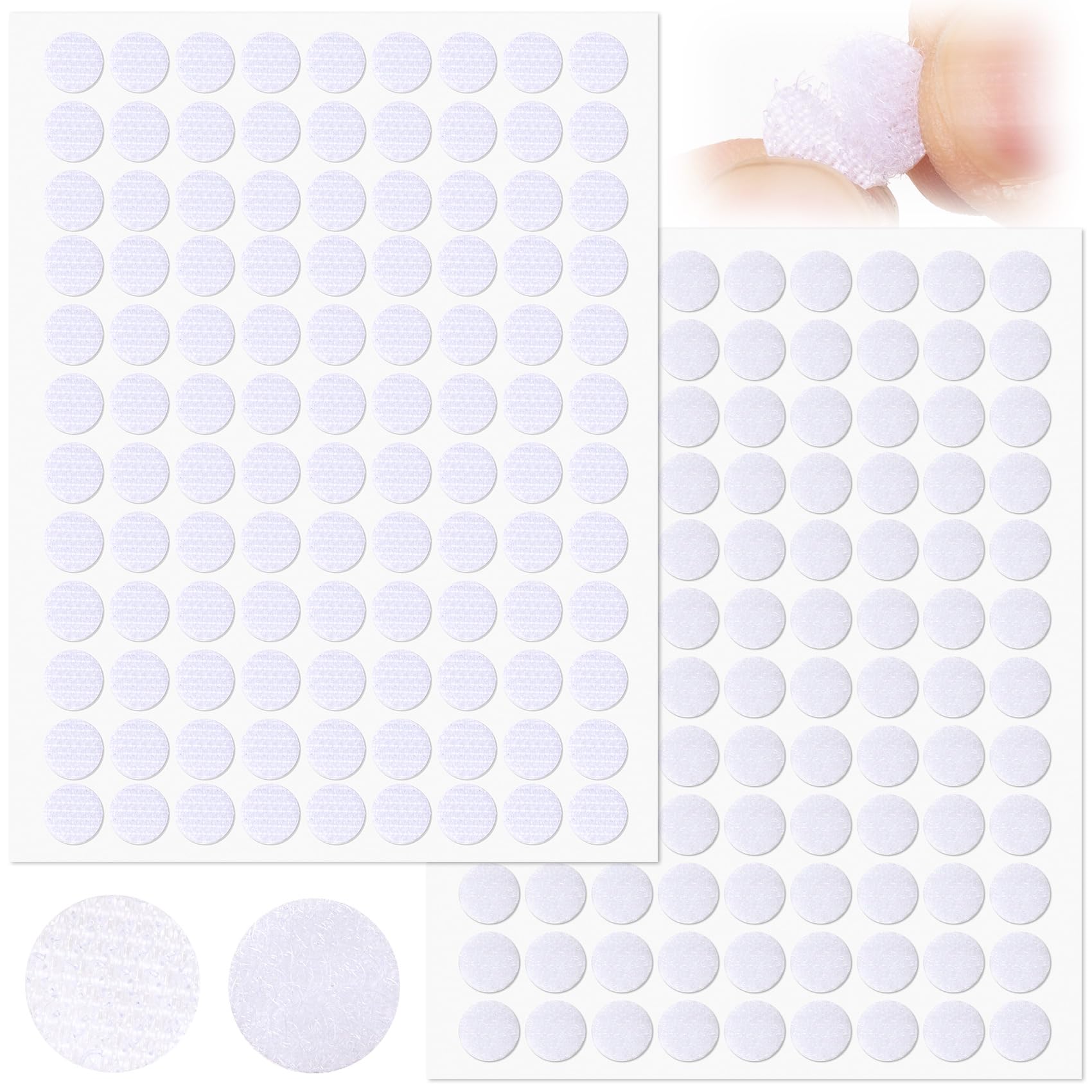 Mxxipp 216pcs(108Pairs) Self-Adhesive Hook and Loop Dots, 0.43” Diameter Small Hook & Loop Circles, Strong Sticky Round Dots for School Classroom