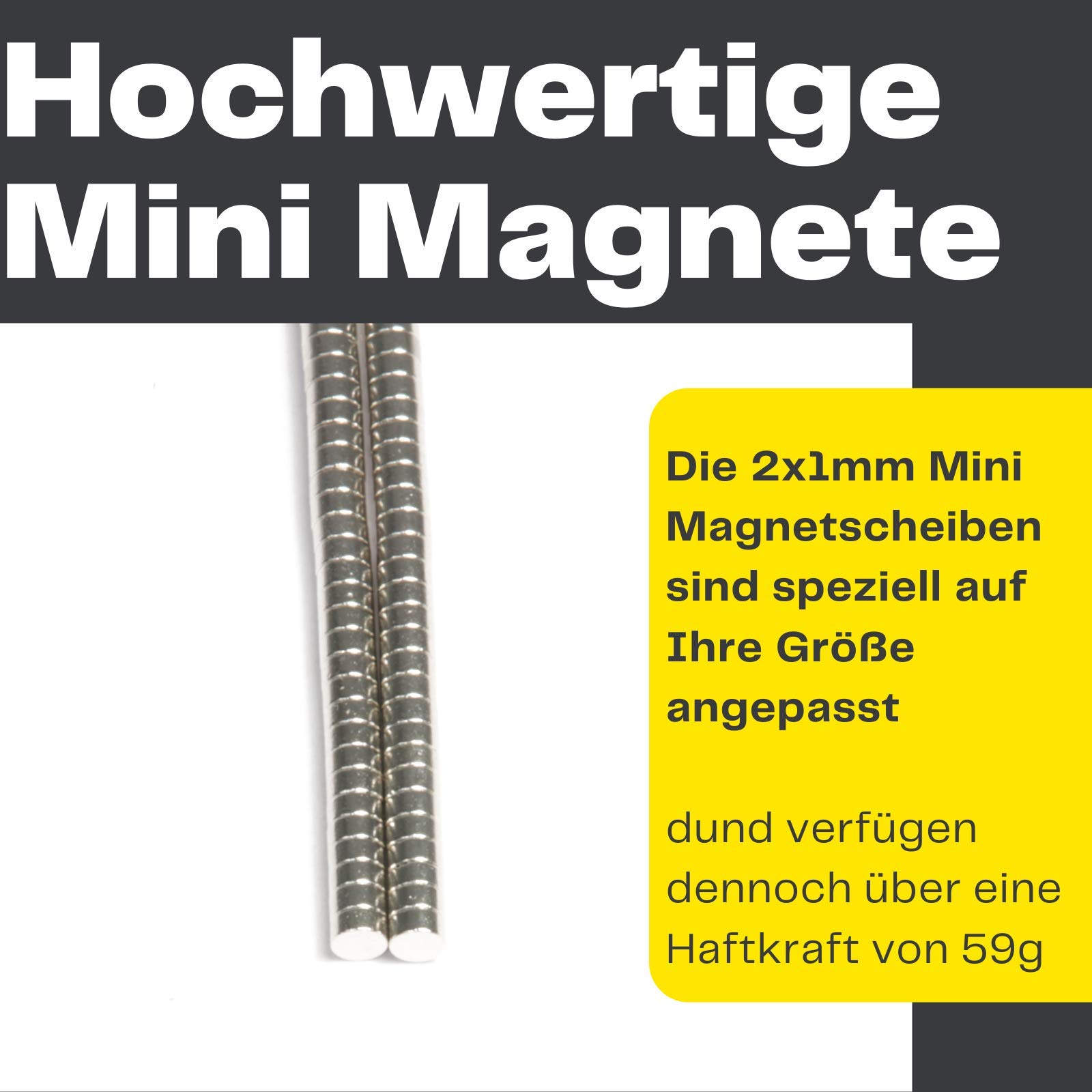 Neodym Magnet Mini Für Magnettafel Pinnwand Kühlschrank Magnetscheibe - Scheibenmagnet - Whiteboard Rund Flach 2mm x 1mm - N45 Stark (960)