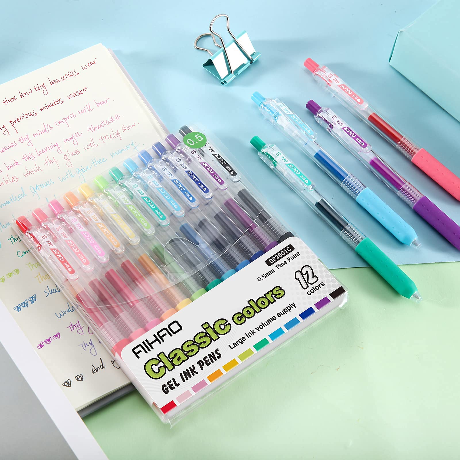 Lot de 100 stylos à encre gel de couleur pour livres de coloriage, pointe fine de 0,5 mm, parfaits pour le gribouillage, le scrapbooking pour adultes