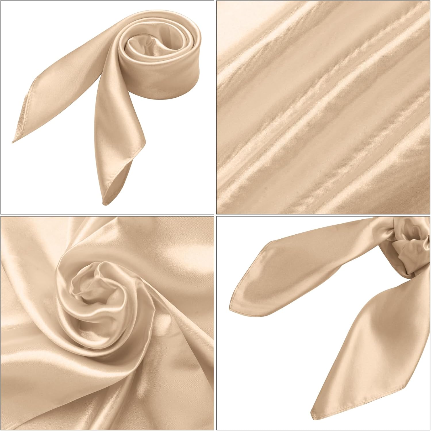 Women Silk Feeling Scarf 23.6'' Solid Color Square Satin Scarf Neck Head Bandana for Halloween Costume Accessory